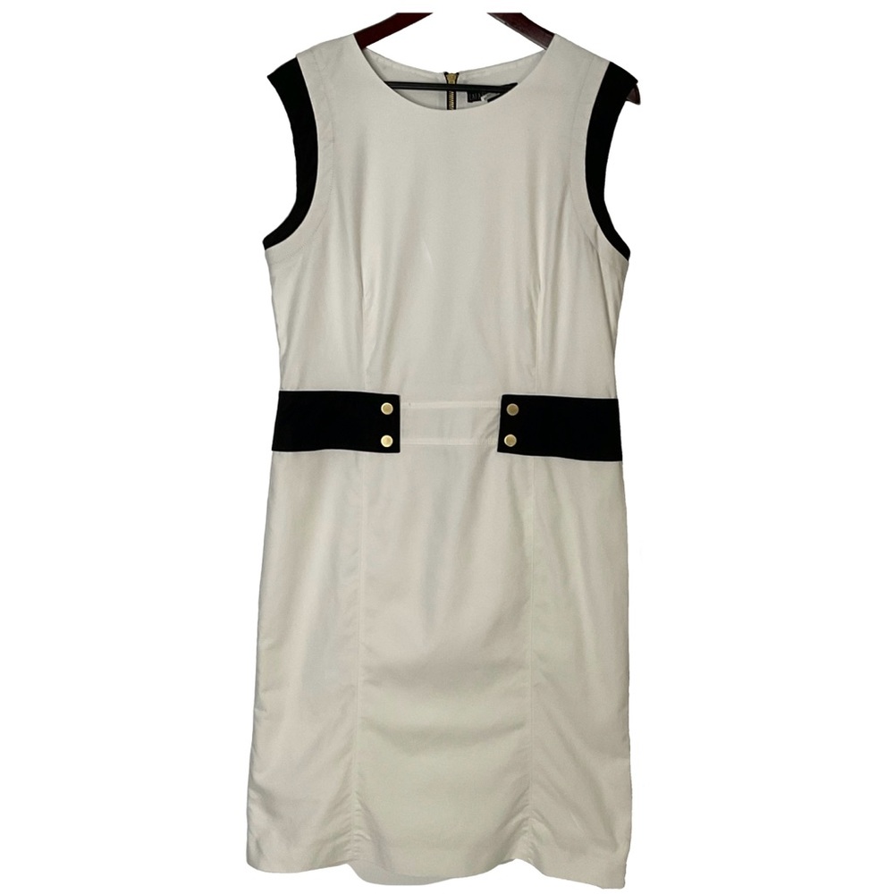 Lafayette 148 New York White Black Career Classiccore Dress; Back Zipper: Sz 12